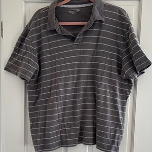 Men's Gray Striped Polo
